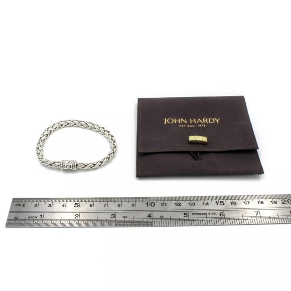 John Hardy Sterling Silver Woven Rope Size 6.75" Bracelet with Pouch - Picture 7 of 7